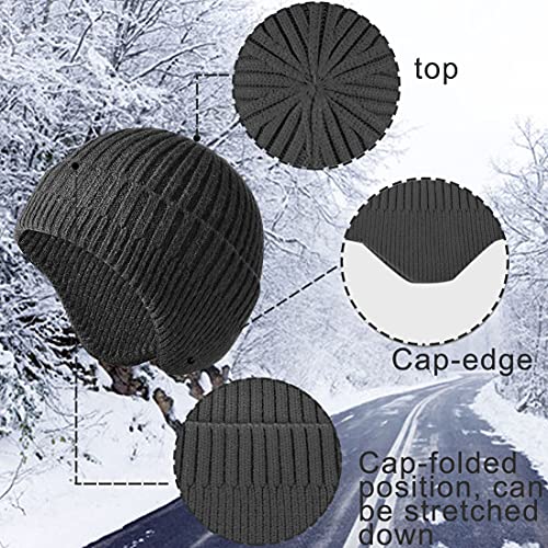 Gorro Hombre Invierno Gorras de Running para Hombres y Mujer Ropa para el Frio Extremo, Negro+Gris