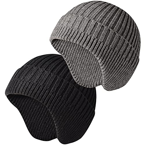 Gorro Hombre Invierno Gorras de Running para Hombres y Mujer Ropa para el Frio Extremo, Negro+Gris