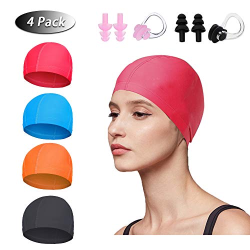 2Pcs Gorro Piscina Mujer Niños Tela Gorro de Natación para Pelo Largo y  Corto de Poliéster Suave Gorros Piscina Tela para Niños Mujeres (Negro +  Fucsia) : : Deportes y aire libre