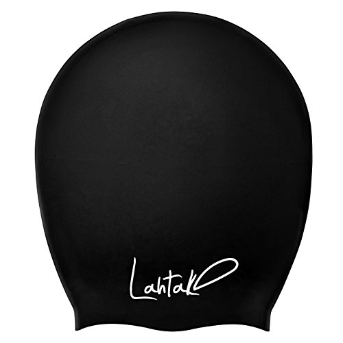 Gorro Piscina - Gorro Natación Mujer y Hombre - Gorro Natación Pelo Largo y Dreadlocks - Gorro de Baño 100% Silicona Extra Grande XL y L - Gorros de Piscina Impermeables Rastas (Negro XL)