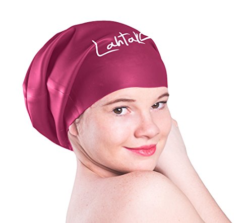 Gorro Piscina - Gorro Natación Mujer y Hombre - Gorro Natación Pelo Largo y Dreadlocks - Gorro de Baño Silicona Extra Grande XL y L - Gorros de Piscina Impermeables Infantil y Adultos (Vino Windsor L)