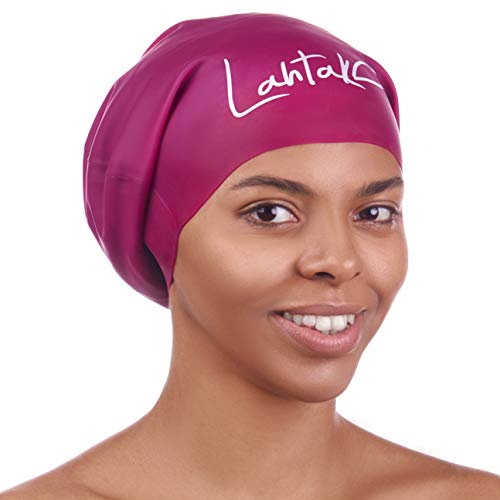 Gorro Piscina - Gorro Natación Mujer y Hombre - Gorro Natación Pelo Largo y Dreadlocks - Gorro de Baño Silicona Extra Grande XL y L - Gorros de Piscina Impermeables Infantil y Adultos (Vino Windsor L)