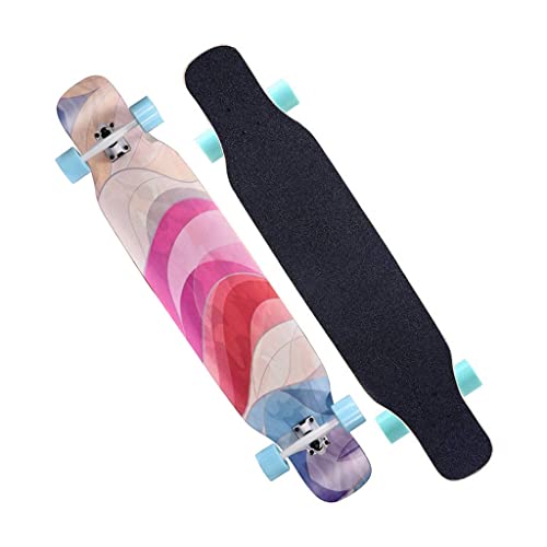 Gota de longboard de 46 pulgadas a través del monopatín completo 8 capas de madera de arce Patines de skate Deck Tableros largos Skateboards for niños adultos, principiantes, niños, niñas, adolescente