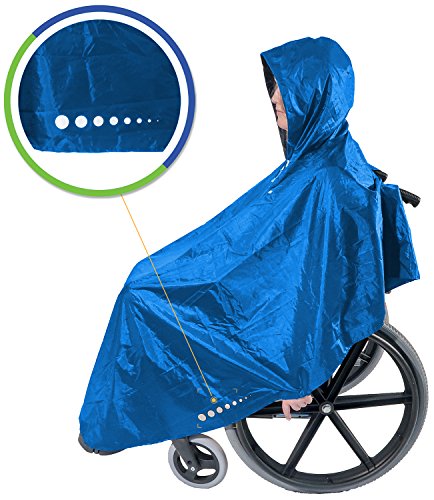 GOTITA – Poncho Impermeable para Silla de Ruedas – Chubasquero Universal – Capa de Lluvia para Silla de Ruedas fácil de Usar. Poncho de diseño Italiano (Azul Claro)