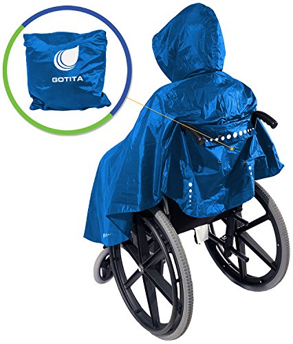 GOTITA – Poncho Impermeable para Silla de Ruedas – Chubasquero Universal – Capa de Lluvia para Silla de Ruedas fácil de Usar. Poncho de diseño Italiano (Azul Claro)