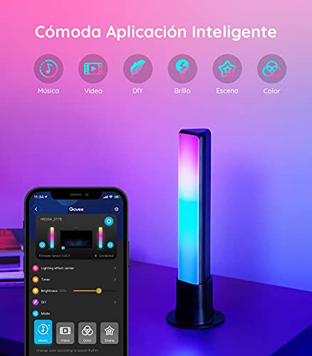 Govee Flow Pro Barras de Luz con Cámara, Luces LED RGBIC Inteligente Funciona con Alexa, Google Assistant y App, Modo Música para Habitación Gaming, TV/PC y Navidad