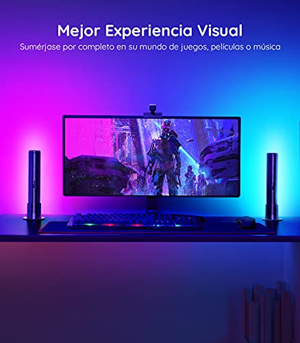 Govee Flow Pro Barras de Luz con Cámara, Luces LED RGBIC Inteligente Funciona con Alexa, Google Assistant y App, Modo Música para Habitación Gaming, TV/PC y Navidad