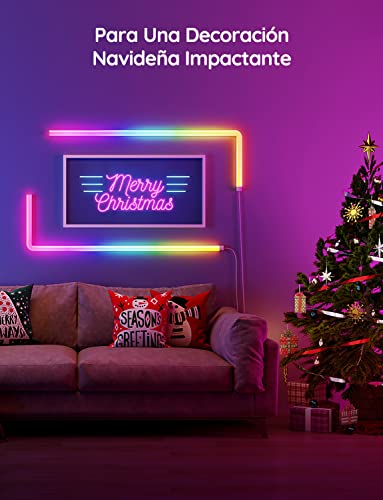 Govee Glide Alexa Barras de Luz LED WiFi Inteligente de Pared, Funciona con Alexa y Google Assistant RGBIC para Navidad y Habitación Gaming, 40+ Escenas Dinámicas, 6 Unidades y 1 Esquina