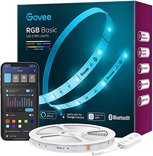 Govee Tira LED Alexa 5m, WiFi Luces LED Habitacion Inteligente RGB, Funciona con Alexa, Google Assistant y App, 64 Modos de Escena y Sincronización de Música para PC Gaming, Techo y Fiesta