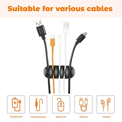 Gozlu Organizador Clip Cables de Escritorio,16 Pieza Sujeta Cables Adhesivo, Soporte de Cable de Alimentación para Cargador o Ratón Hogar Oficina