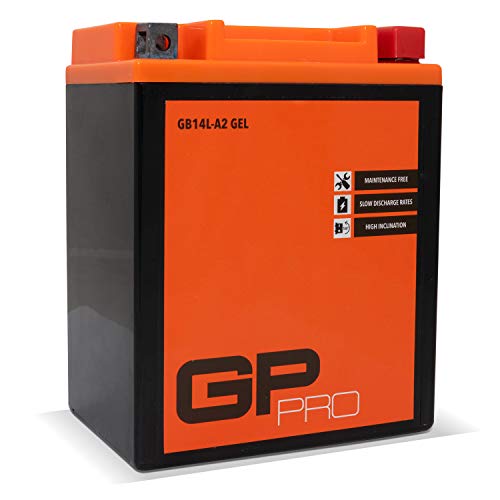 GP-PRO GB14L-A2 12V 14Ah GEL Batería de arranque (compatible con YB14L-A2 / 51411) (Sin necesidad de mantenimiento/Sellado) Moto Acumulador