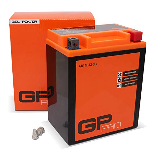 GP-PRO GB14L-A2 12V 14Ah GEL Batería de arranque (compatible con YB14L-A2 / 51411) (Sin necesidad de mantenimiento/Sellado) Moto Acumulador
