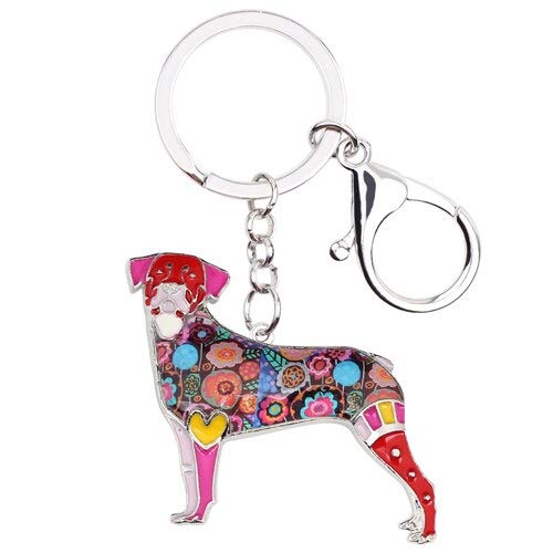 GPZEDCDB Llaveros Llaves Esmalte Animal Rottweiler Llaveros para Perros Llaveros de Mujer Regalo para Niña Bolsos con Dijes Llaveros Llaves de Coche Joyas