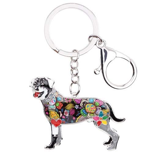 GPZEDCDB Llaveros Llaves Esmalte Rottweiler Perro Llavero Regalo de Recuerdo para Las Mujeres Bolso Encanto Moda Animal Joyería Llavero Accesorios