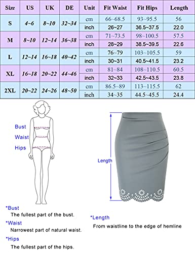 GRACE KARIN Falda de Lápiz Corta Estirada de Cintura Alta Bodycon Tubo Falda Oficina por La Rodilla Negro(736-01) XXL