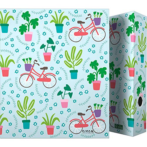 Grafoplás 88171992 Colección Elena Corredoira Carpeta de 4 Anillas Mixtas 40mm, Modelo Bicis, A4