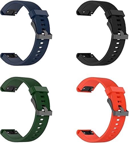 Gransho Correa de Reloj Compatible con Garmin Fenix 6S Pro/Fenix 6S / Fenix 5S/5S Plus (42MM), Silicona Correa Reloj con Acero Inoxidable Hebilla desplegable (4-Pack H)