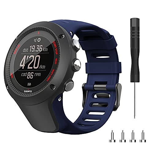 Gransho Correa de Reloj Compatible con Suunto Ambit3 Peak/Ambit 2 / Ambit 1, Blando Silicona Narrow Delgada Deporte Reemplazo Pulsera (Pattern 1+Pattern 7)