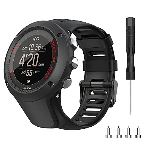 Gransho Correa de Reloj Compatible con Suunto Ambit3 Peak/Ambit 2 / Ambit 1, Blando Silicona Narrow Delgada Deporte Reemplazo Pulsera (Pattern 1+Pattern 7)