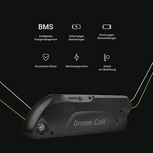 Green Cell® 36V | 48V Batería para Bicicleta Electrica de Iones de Litio Li-Ion Recargable al Motor 250W BMS E-Bike Pedelec Down Tube y Cargador (36V 13Ah MAX 250W)