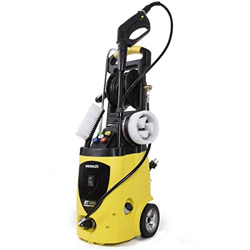 GREENCUT JET380C - Hidrolimpiadora electrica de 3200W con presión máxima de 262bars, Limpieza Exteriores, Vehículos, Máquinas con 5 opciones de presión + 2 cepillos + 1 pistola