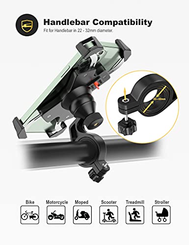 Grefay Soporte Movil Bicicleta Metalizado Soporte Manillar Motocicleta Scooter para 4.5-6.8 Pulgada Smartphones con Rotación 360°