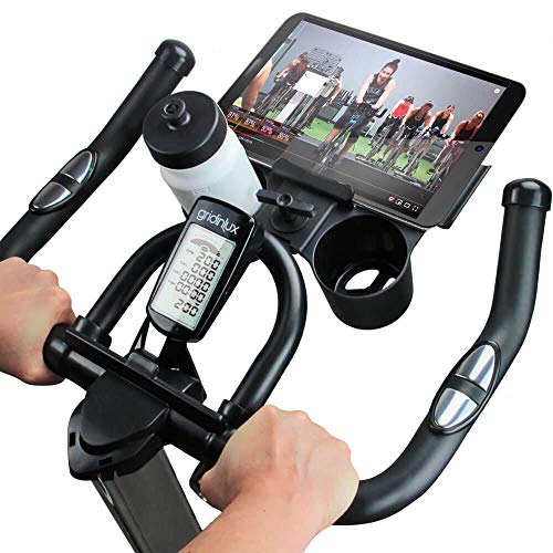 gridinlux. Trainer Alpine 7000. Bicicleta estática Spinning. Volante de Inercia 15 kg, Nivel Avanzado, Sistema de Absorción de Impactos, Pantalla LCD, Fitness