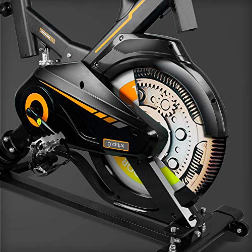 gridinlux | Trainer Alpine 7500 | Bicicleta estática Spinning | Volante de Inercia 15 kg | Nivel Avanzado | Sistema de Absorción de Impactos | Pantalla LCD | Fitness