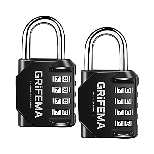 GRIFEMA GA1001 - Candados de seguridad, 4 Digitos, 2 Piezas, Grillete Largo [Exclusivo en Amazon]