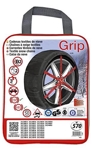 Grip - Cadenas de nieve textil, talla Nº 570, set 2 uds, guantes incluidos