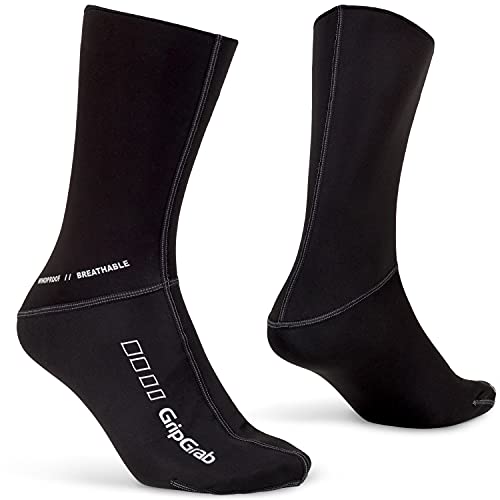 GripGrab Calcetines de Ciclismo de Invierno Térmicos Cortavientos Tobilleros para el Frio Transpirables Costuras Planas