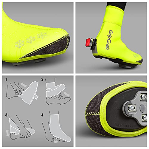 GripGrab Cubrezapatillas Ciclismo Arctic Invierno Térmicos Carretera Cortavientos 4mm Neopreno Impermeable con Forro Cubrebotas, Unisex-Adult, Amarillo Neón, XXXL (48-49)