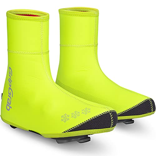 GripGrab Cubrezapatillas Ciclismo Arctic Invierno Térmicos Carretera Cortavientos 4mm Neopreno Impermeable con Forro Cubrebotas, Unisex-Adult, Amarillo Neón, XXXL (48-49)