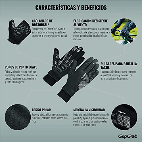 GripGrab Guantes de Ciclismo Ride Térmicos de Invierno Cortavientos Acolchados Táctiles con Forro Polar Guantes Ciclismo Invierno