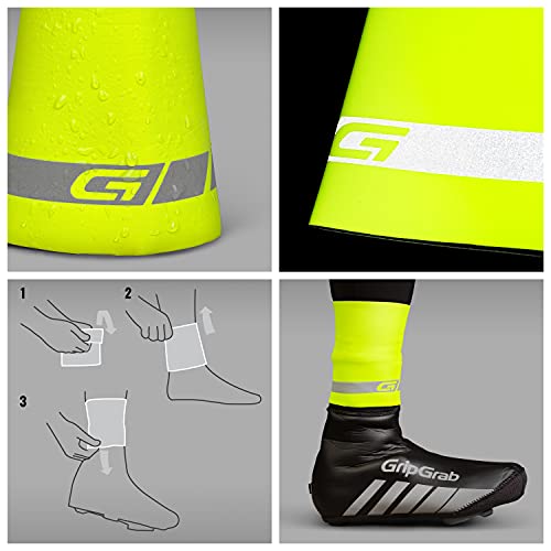 GripGrab Polainas para Tobillos Sella Cubrezapatillas Impermeable de Neopreno Lluvia Ciclismo Carretera MTB Cubrebotas, Adultos Unisex, Amarillo Neón, L/XL