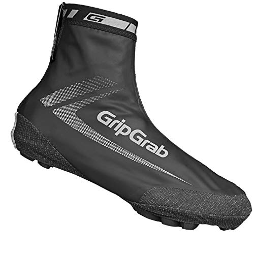 GripGrab RaceAqua X Waterproof Windproof MTB/CX Gravel Overshoes Aero Cycling Rain Shoe Covers Mountain-Bike Cyclocross Cubrebotas Ciclismo, Unisex-Adult, Negro, L (42/43)