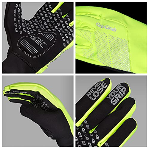 GripGrab Ride Entretiempo Cortavientos Acolchados Transpirables Táctiles Guantes Ciclismo Invierno, Adultos Unisex, Amarillo Neón, M