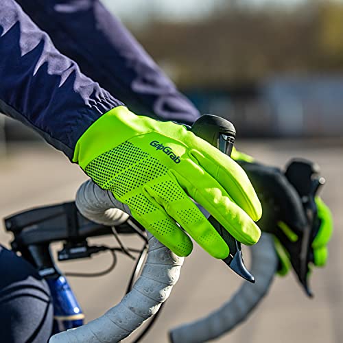 GripGrab Ride Entretiempo Cortavientos Acolchados Transpirables Táctiles Guantes Ciclismo Invierno, Adultos Unisex, Amarillo Neón, M