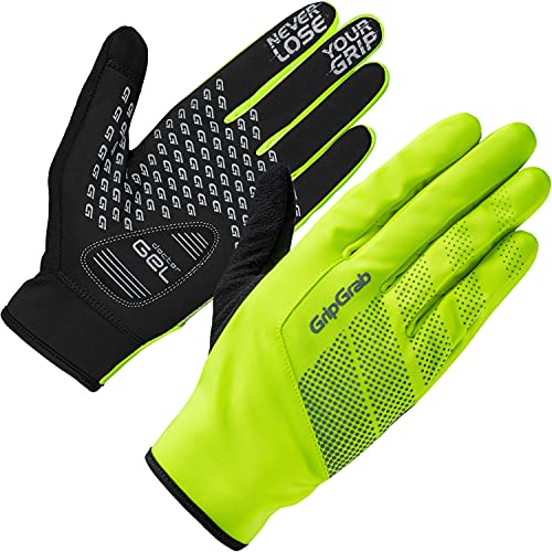 GripGrab Ride Entretiempo Cortavientos Acolchados Transpirables Táctiles Guantes Ciclismo Invierno, Adultos Unisex, Amarillo Neón, M