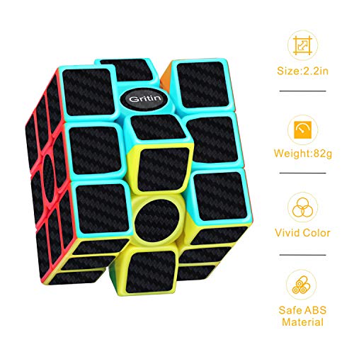 Gritin Cubo Mágico, Cubo de Velocidad 3x3x3 Puzzle Inteligencia Mágico Speed Cubo Rompecabezas y Fácil Giro, Súper Duradero
