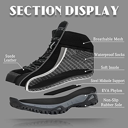 GRITION botas de montaña para hombre moto botas trekking de hombre de Nieve Senderismo Impermeables Deportes Trekking Zapatos Invierno,Zapatillas de Senderismo para Hombre