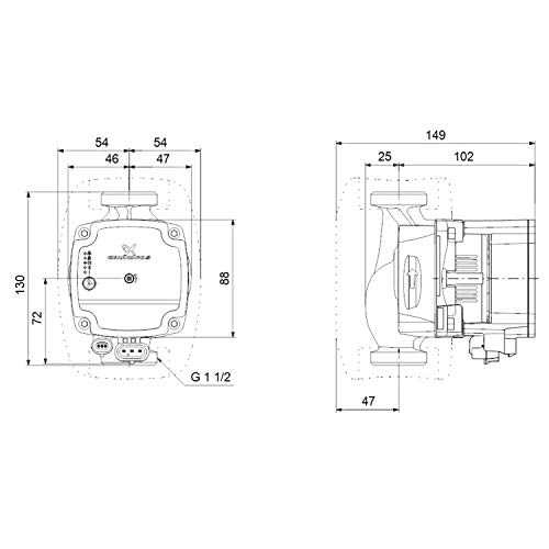 Grundfos Bomba circuladora de alta eficiencia, modelo Alpha1 L 25-60 130, 4-45kW, 0.05-0.42A, PN10, altura máxima 60 dm, 14,9 x 10,8 x 13 centímetros, color negro (referencia: 99160583)