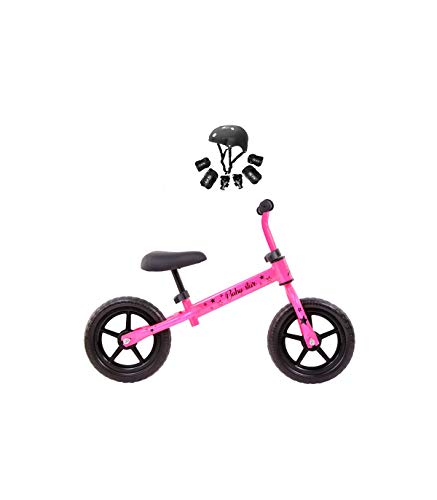 Grupo K-2 Bicicleta De Iniciación Sin Pedales para Niños con Cuadro de Acero Resistente con Manillar Ergonómico y Sillín Ajustable Rueda de 10" para Niños de 2 a 5 Años Rosa flúor