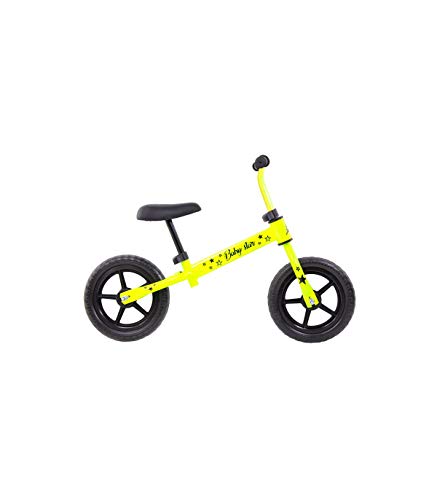 Grupo K-2 Bicicleta De Iniciación Sin Pedales para Niños con Cuadro de Acero Resistente con Manillar Ergonómico y Sillín Ajustable Rueda de 10" para Niños de 2 a 5 Años Amarillo flúor