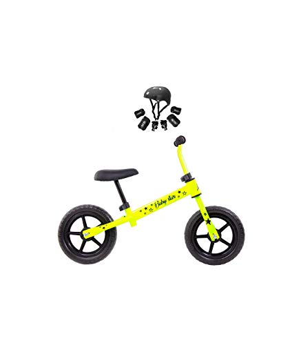 Grupo K-2 Bicicleta De Iniciación Sin Pedales para Niños con Cuadro de Acero Resistente con Manillar Ergonómico y Sillín Ajustable Rueda de 10" para Niños de 2 a 5 Años Amarillo flúor