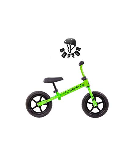 Grupo K-2 Bicicleta De Iniciación Sin Pedales para Niños con Cuadro de Acero Resistente con Manillar Ergonómico y Sillín Ajustable Rueda de 10" para Niños de 2 a 5 Años Verde