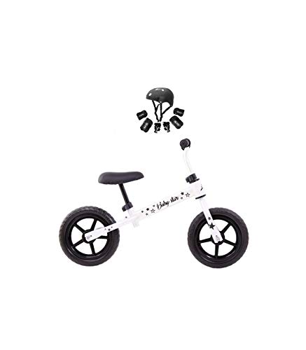 Grupo K-2 Bicicleta De Iniciación Sin Pedales para Niños con Cuadro de Acero Resistente con Manillar Ergonómico y Sillín Ajustable Rueda de 10" para Niños de 2 a 5 Años Blanco