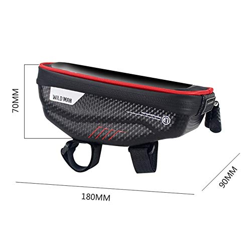 GSDJU Bolsa para Bicicleta Carcasa Dura Pantalla Táctil Bolsa Impermeable para Teléfono Móvil Bicicleta De Montaña Bolsa para Viga Delantera Accesorios para Montar 18X9X7Cm Rojo