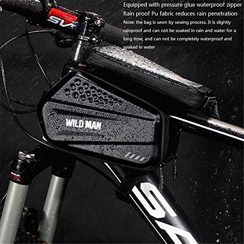 GSDJU Hard Shell Bicicleta De Montaña Bolsa De Bicicleta Bolsa De Viga Delantera Bolsa De Tubo Superior Equipo De Conducción 21X14X12Cm Negro