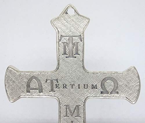 GTBITALY 10.064.30 Cruz con base de madera crucifijo Tercer Milenio Padre Hijo Spirito Santo Pace Comunión Esmaltado a Mano